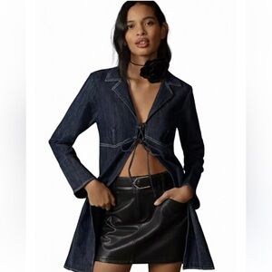 Pilcro (Anthropologie) Tie-Front Dark Blue Denim Tunic Blouse Medium Like New!